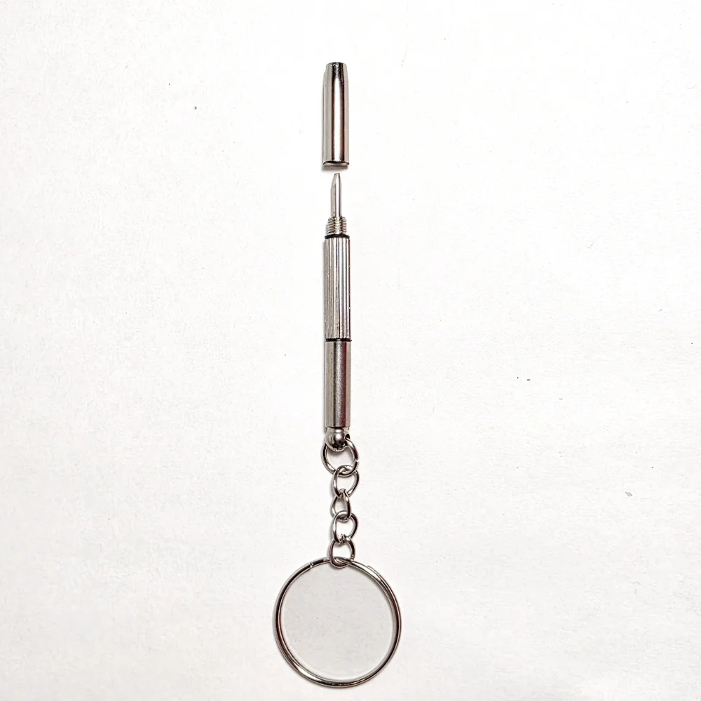 Mini Utility Tool Travel Size Double Ended Screwdriver Set Silver Keychain